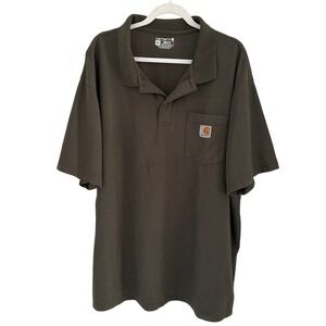Carhartt Mens 3XL‎ Loose Fit Short Sleeve Pocket Polo Shirt Moss Green Workwear